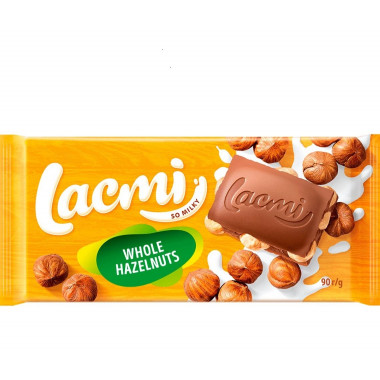 Шоколад молочный с целыми лесными орехами Lacmi 90 г